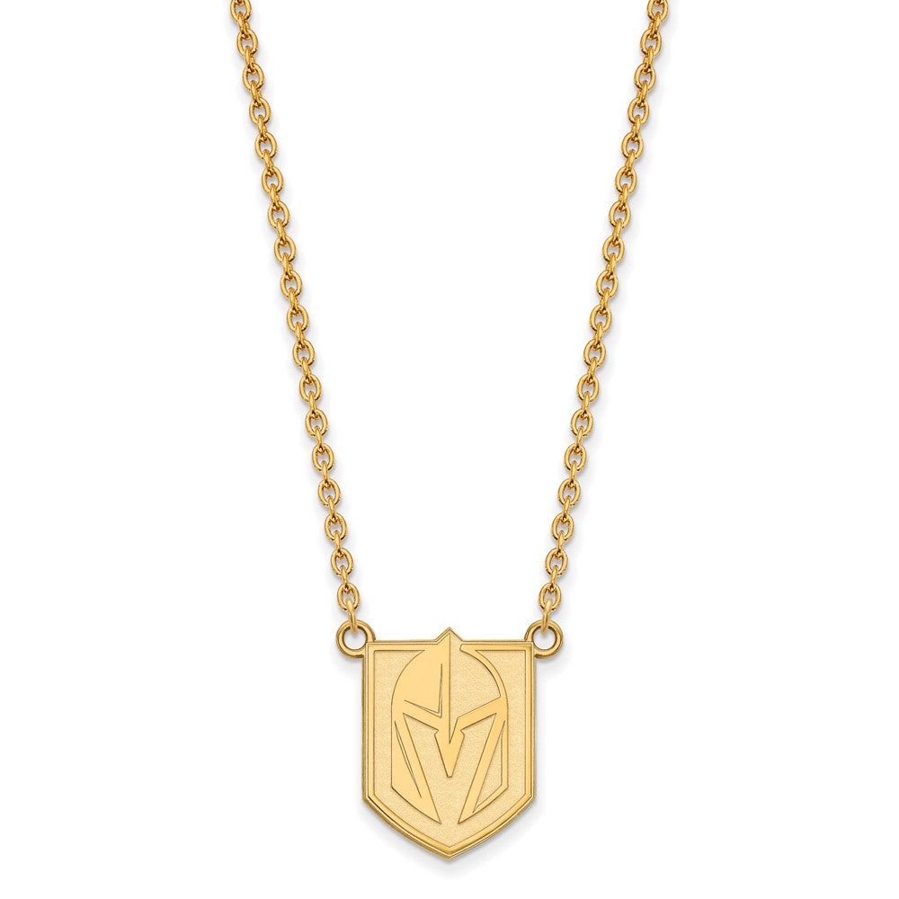 Sterling Silver Gold-plated NHL LogoArt NHL Vegas Golden Knights Large Pendant 18 inch Necklace