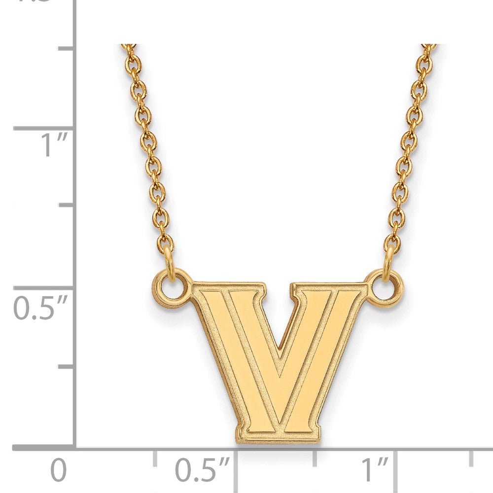 10k Gold LogoArt Villanova University Letter V Small Pendant 18 inch Necklace