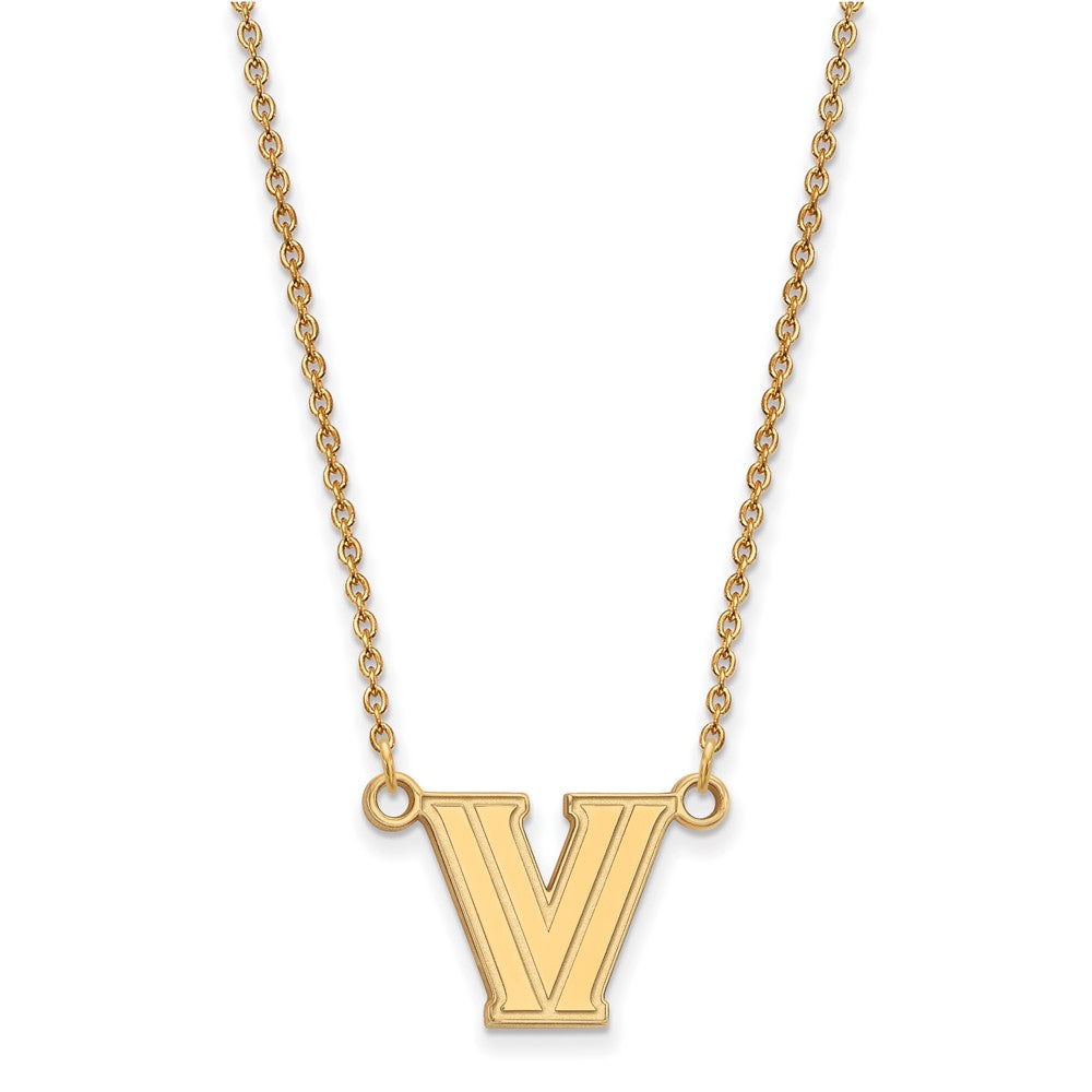 10k Gold LogoArt Villanova University Letter V Small Pendant 18 inch Necklace