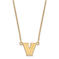 Sterling Silver Gold-plated LogoArt Villanova University Letter V Small Pendant 18 inch Necklace