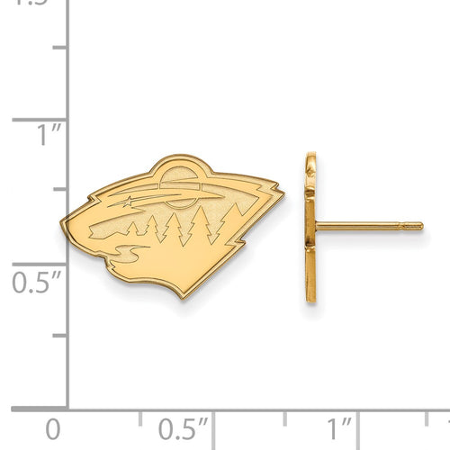 10k Gold NHL LogoArt Minnesota Wild Small Post Earrings