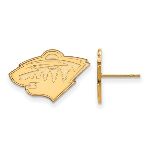 10k Gold NHL LogoArt Minnesota Wild Small Post Earrings