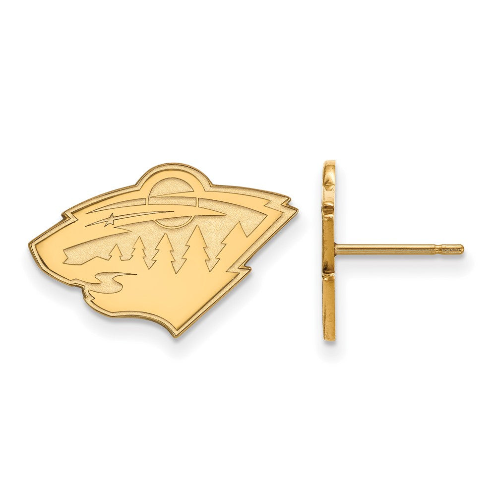 Sterling Silver Gold-plated NHL LogoArt Minnesota Wild Small Post Earrings