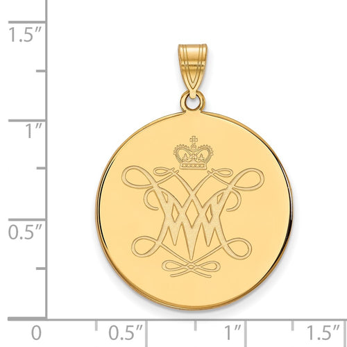 10k Gold LogoArt College of William and Mary Extra Large Disc Pendant