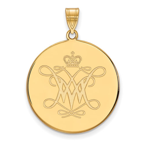 10k Gold LogoArt College of William and Mary Extra Large Disc Pendant