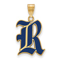 Sterling Silver Gold-plated LogoArt Rice University Letter R Large Enameled Pendant