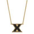 Sterling Silver Gold-plated LogoArt Xavier University Letter X Large Enameled Pendant 18 inch Necklace