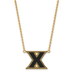 Sterling Silver Gold-plated LogoArt Xavier University Letter X Large Enameled Pendant 18 inch Necklace