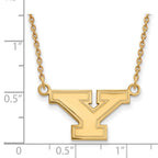Sterling Silver Gold-plated LogoArt Youngstown State University Letter Y Small Pendant 18 inch Necklace