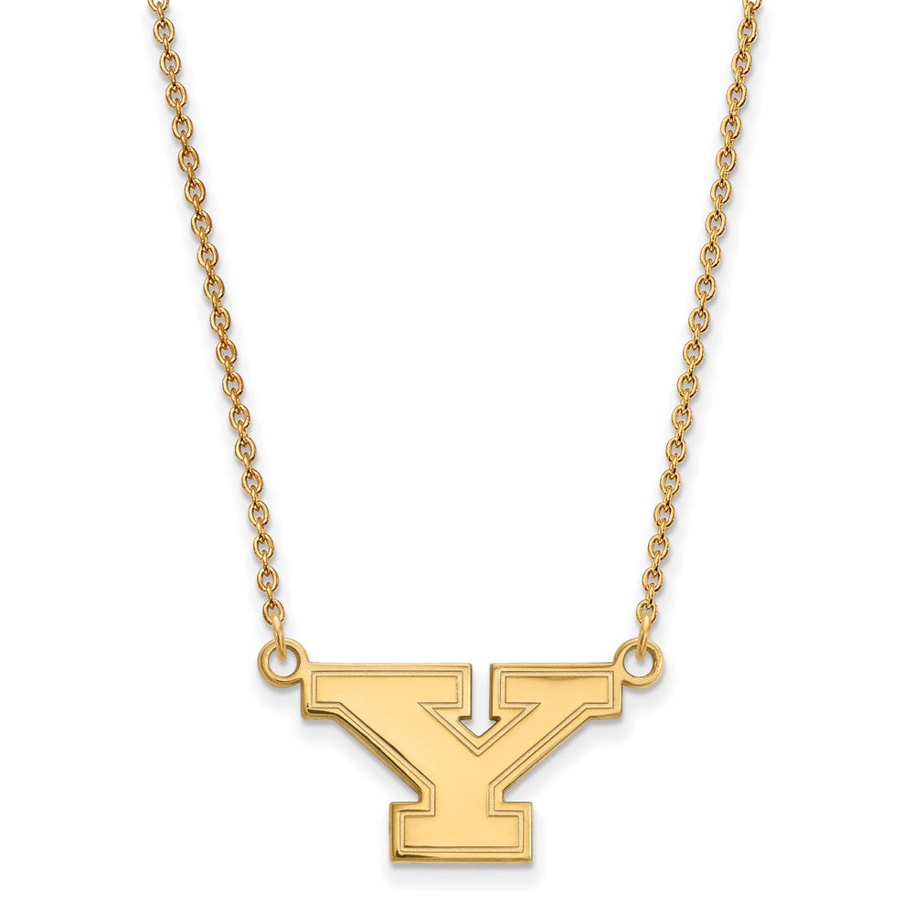 Sterling Silver Gold-plated LogoArt Youngstown State University Letter Y Small Pendant 18 inch Necklace