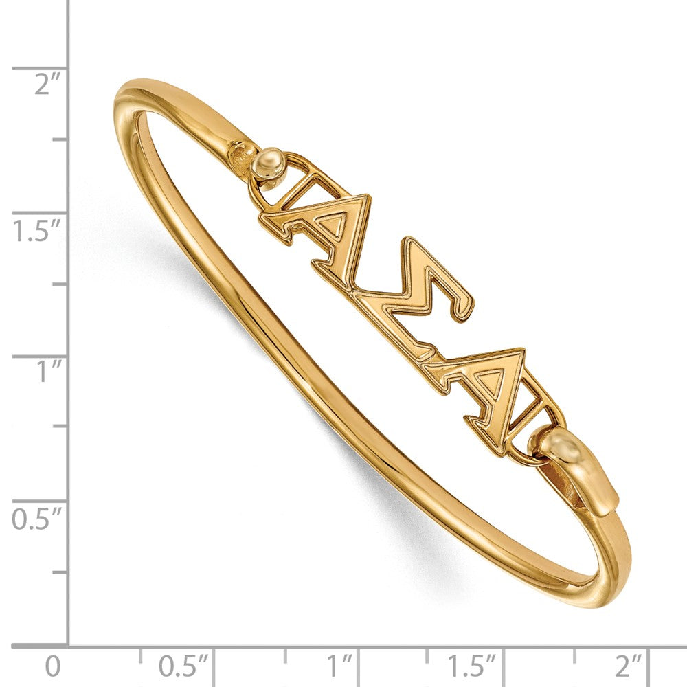 Sterling Silver w/GP LogoArt Alpha Sigma Alpha Small Hook and Clasp Bangle
