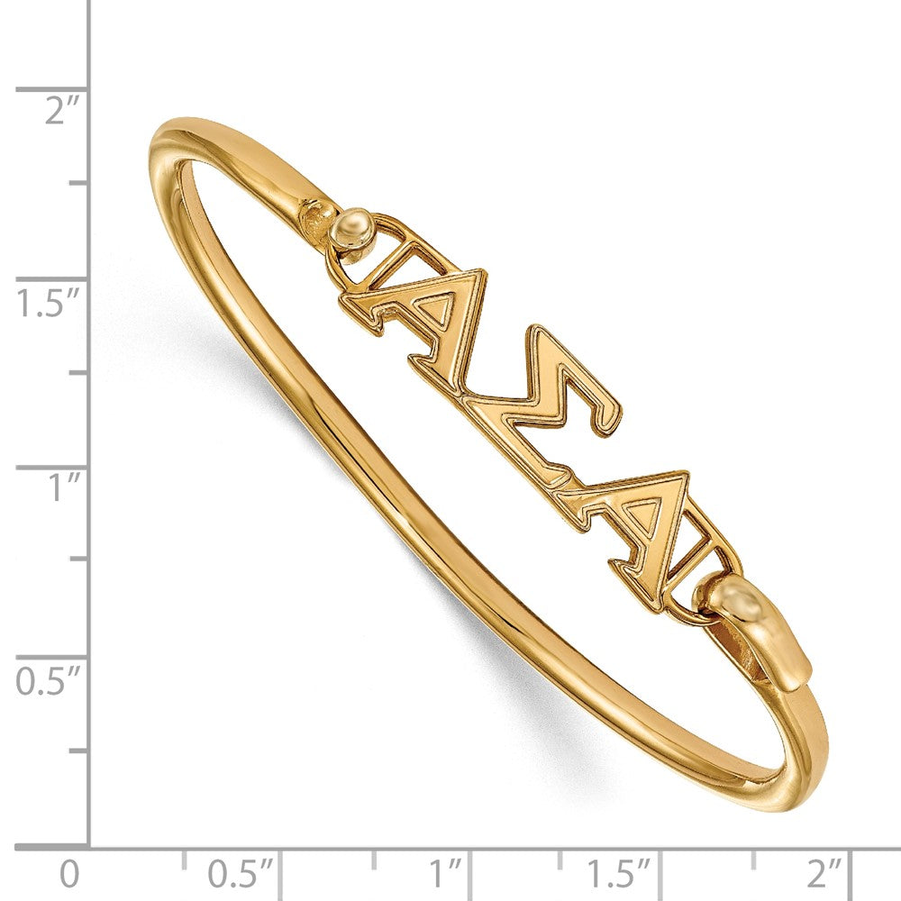 Sterling Silver w/GP LogoArt Alpha Sigma Alpha Small Hook and Clasp Bangle