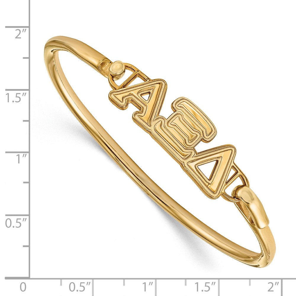 Sterling Silver w/GP LogoArt Alpha Xi Delta Small Hook and Clasp Bangle