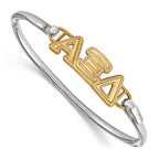 Sterling Silver w/GP LogoArt Alpha Xi Delta Small Hook and Clasp Bangle