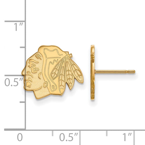 10k Gold NHL LogoArt Chicago Blackhawks Small Post Earrings