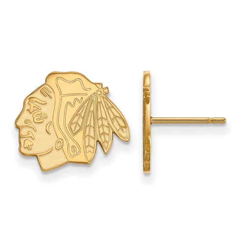 10k Gold NHL LogoArt Chicago Blackhawks Small Post Earrings