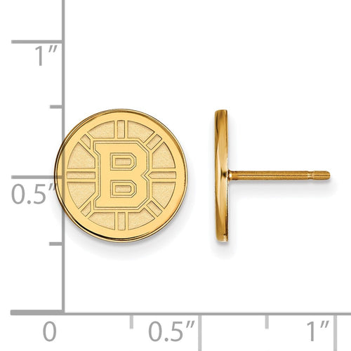 10k Gold NHL LogoArt Boston Bruins Small Post Earrings