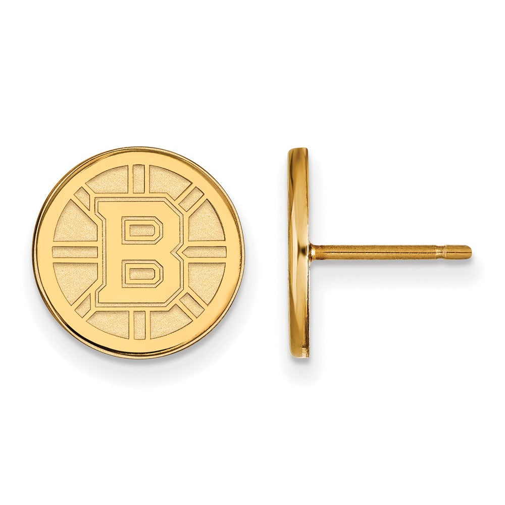 10k Gold NHL LogoArt Boston Bruins Small Post Earrings