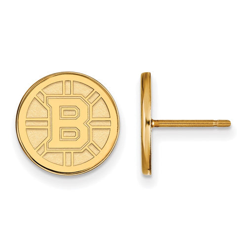 10k Gold NHL LogoArt Boston Bruins Small Post Earrings