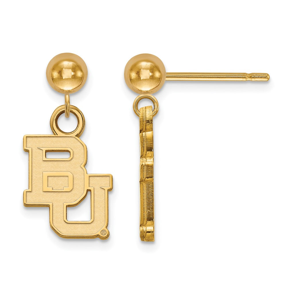 14k Gold LogoArt Baylor University Bears Dangle Ball Post Earrings
