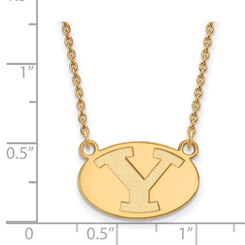 10k Gold LogoArt Brigham Young University Letter Y Small Pendant 18 inch Necklace