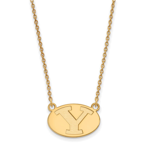 10k Gold LogoArt Brigham Young University Letter Y Small Pendant 18 inch Necklace