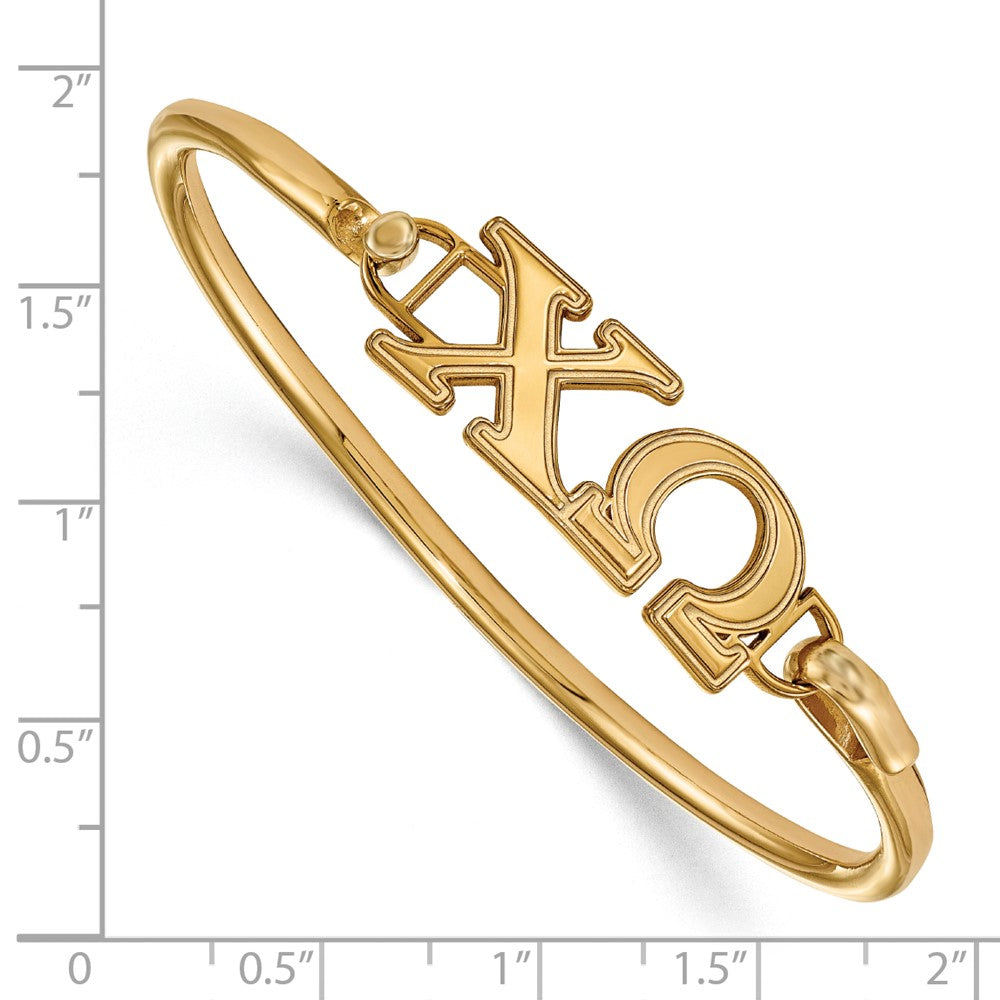 Sterling Silver w/GP LogoArt Chi Omega Hook and Clasp Bangle