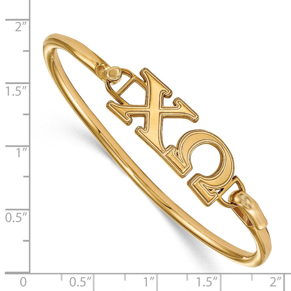 Sterling Silver w/GP LogoArt Chi Omega Hook and Clasp Bangle