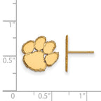 Sterling Silver Gold-plated LogoArt Clemson University Tiger Paw Small Post Earrings