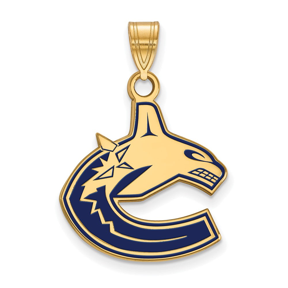 Sterling Silver Gold-plated NHL LogoArt Vancouver Canucks Large Enameled Pendant