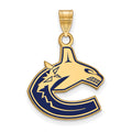 Sterling Silver Gold-plated NHL LogoArt Vancouver Canucks Large Enameled Pendant