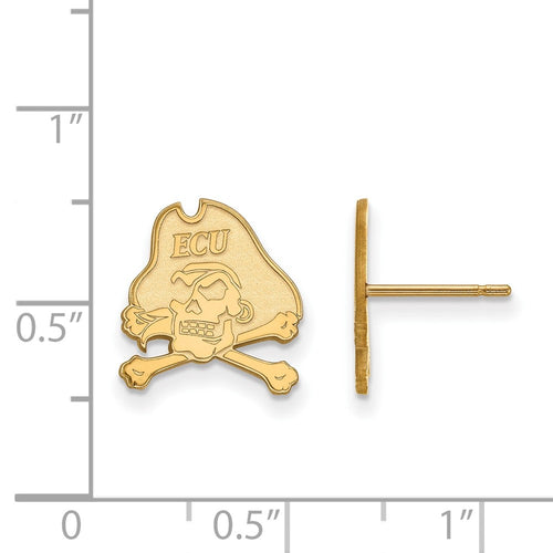 10k Gold LogoArt East Carolina University Pirate Small Post Earrings