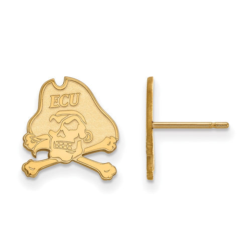 10k Gold LogoArt East Carolina University Pirate Small Post Earrings