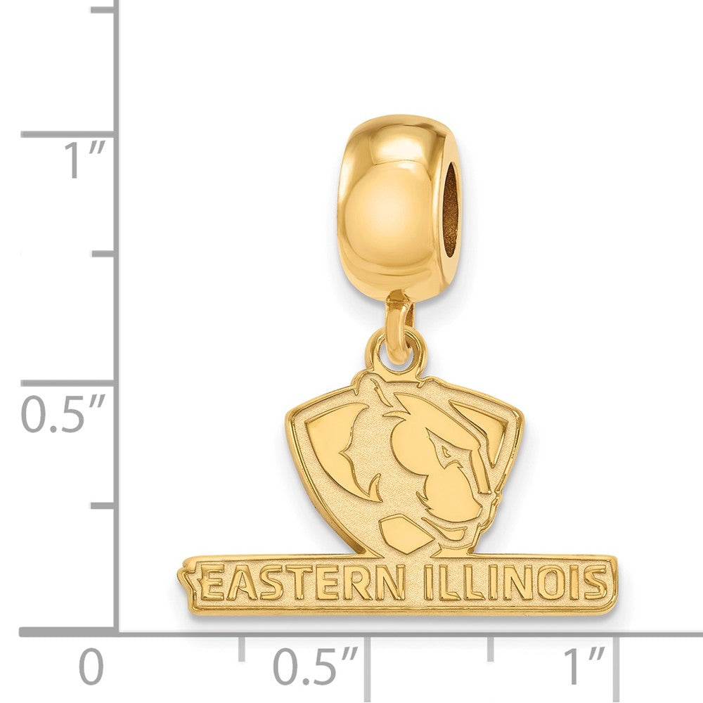 Sterling Silver Gold-plated LogoArt Eastern Illinois University Small Dangle Bead Charm