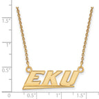 14k Gold LogoArt Eastern Kentucky University E-K-U Small Pendant 18 inch Necklace