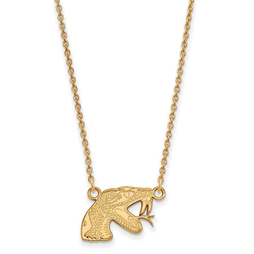 10k Gold LogoArt Florida A and M University Rattler Small Pendant 18 inch Necklace