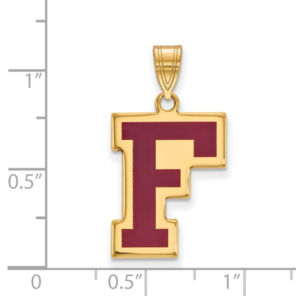 Sterling Silver Gold-plated LogoArt Fordham University Letter F Large Enameled Pendant