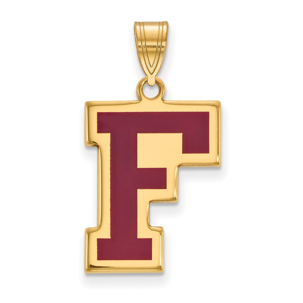 Sterling Silver Gold-plated LogoArt Fordham University Letter F Large Enameled Pendant