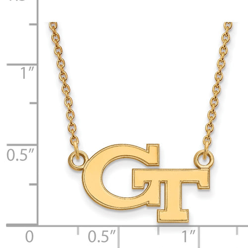 10k Gold LogoArt Georgia Institute of Technology G-T Small Pendant 18 inch Necklace