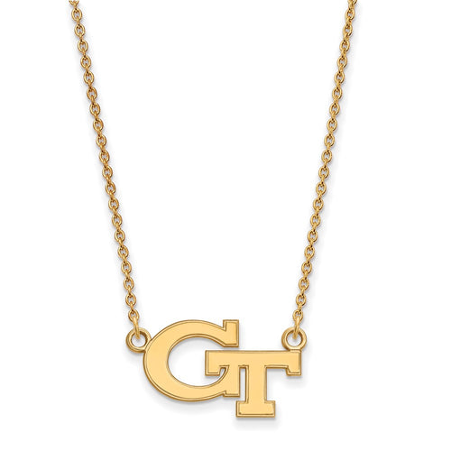 10k Gold LogoArt Georgia Institute of Technology G-T Small Pendant 18 inch Necklace