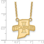 10k Gold LogoArt Indiana State University Sycamores Large Pendant 18 inch Necklace