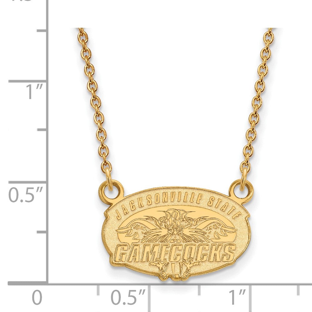 Sterling Silver Gold-plated LogoArt Jacksonville State U. Small Pendant 18 inch Necklace