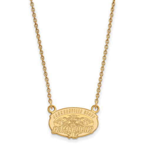 10k Gold LogoArt Jacksonville State University Small Pendant 18 inch Necklace