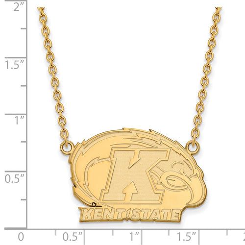 10k Gold LogoArt Kent State University Large Pendant 18 inch Necklace