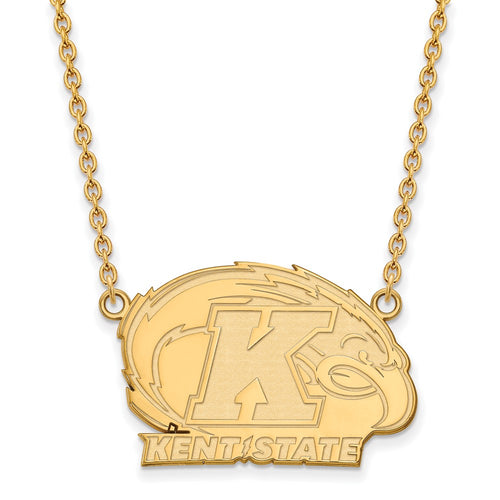 10k Gold LogoArt Kent State University Large Pendant 18 inch Necklace