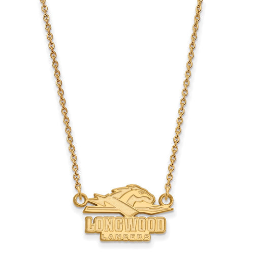 10k Gold LogoArt Longwood University Lancers Small Pendant 18 inch Necklace