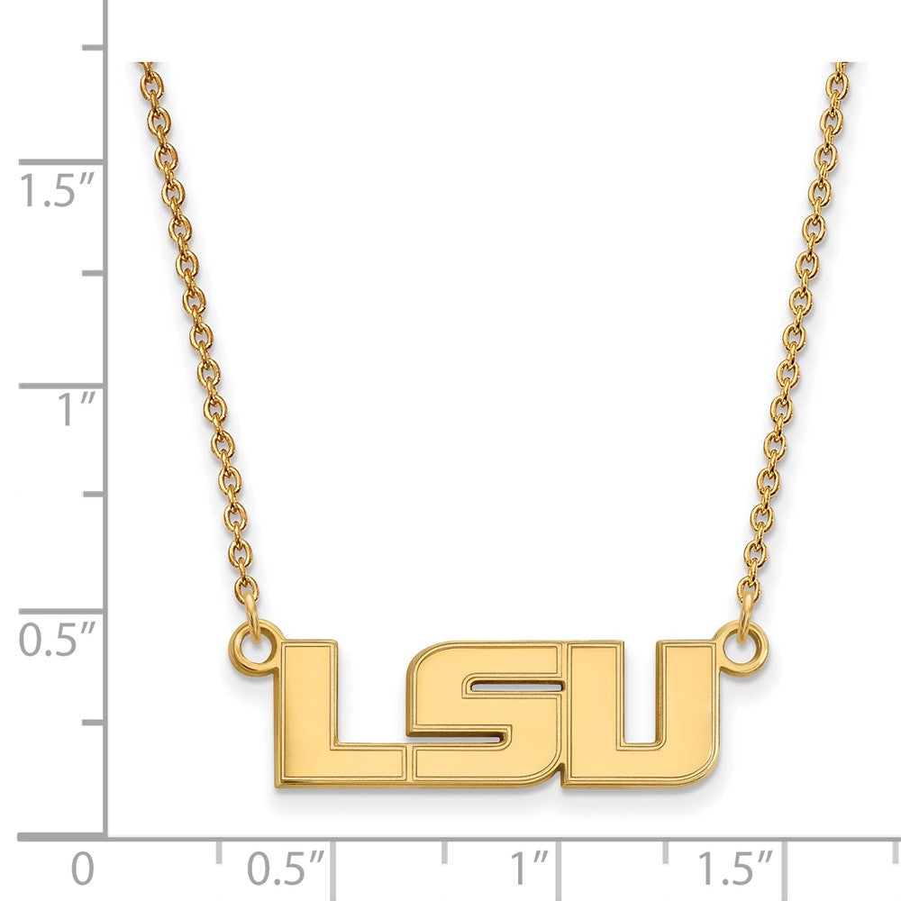 14k Gold LogoArt Louisiana State University L-S-U Small Pendant 18 inch Necklace