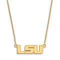 14k Gold LogoArt Louisiana State University L-S-U Small Pendant 18 inch Necklace