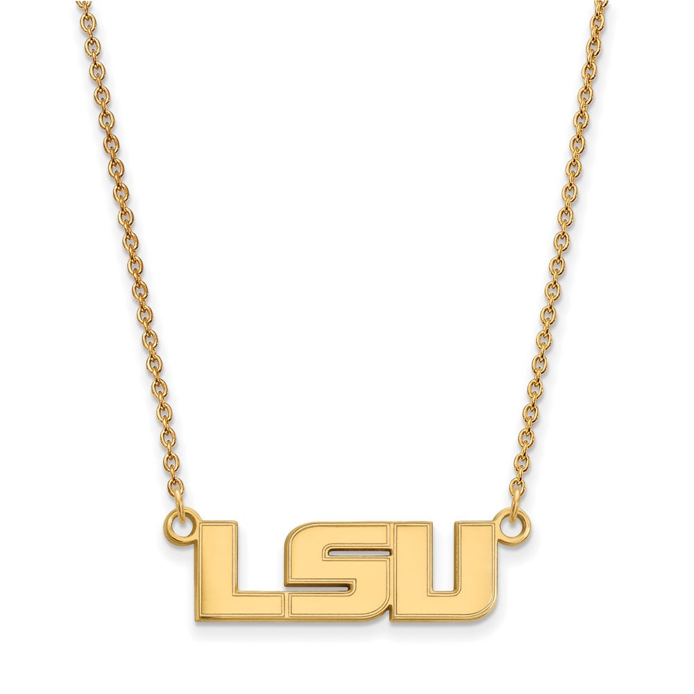 10k Gold LogoArt Louisiana State University L-S-U Small Pendant 18 inch Necklace