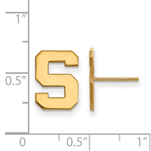 10k Gold LogoArt Michigan State University Letter S Small Post Earrings
